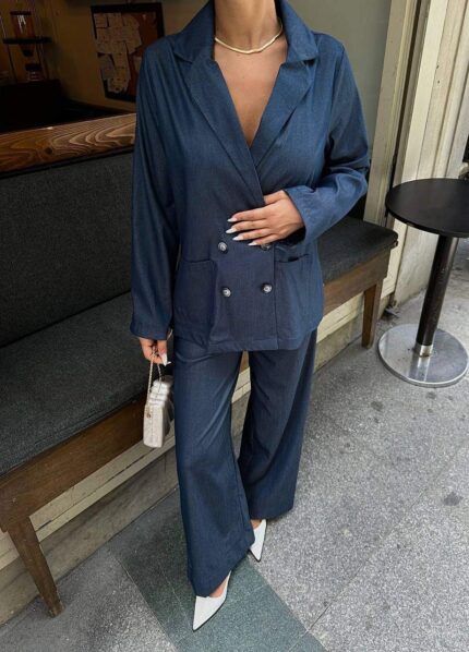 3963-4 4 DÜĞMELİ CEPLİ TENSEL TAKIM HAKİ