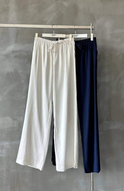 3921 ARKASI CEPLİ BELİ LASTİKLİ PANTOLON KIRIK BEYAZ