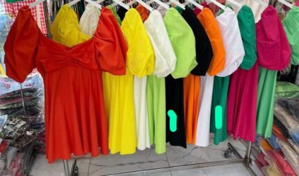 3369-1 BALENLİ BALONKOL ELBİSE BEJ