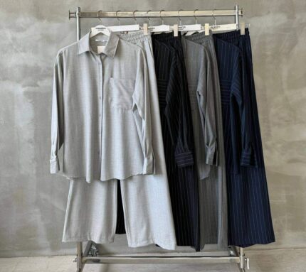 3902 ÇİZGİLİ POLİ VİSKON TAKIM LACİVERT