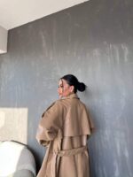 3677 DERİ TRENÇ KABAN BEJ