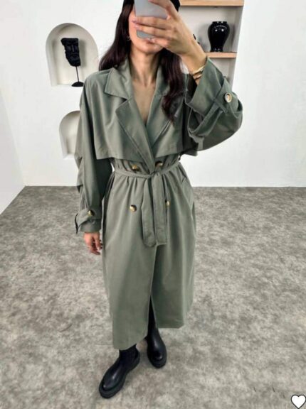 4026 DÖRT DÜĞMELİ TRENÇ KABAN HAKİ