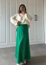 3716 Fİ SATEN ETEK KOYU YEŞİL