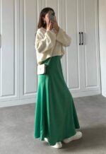 3716 Fİ SATEN ETEK KOYU YEŞİL