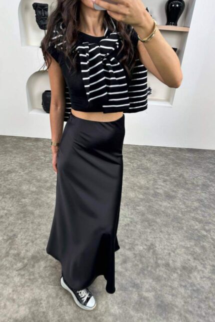 3716 Fİ SATEN ETEK SİYAH