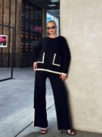 14192 FİTİLLİ CEPLİ TRİKO TAKIM SİYAH