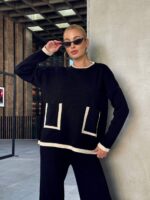 14192 FİTİLLİ CEPLİ TRİKO TAKIM SİYAH