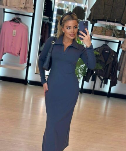 861 GÖMLEK YAKA UZUN KOLLU EBİSE ANTRASİT