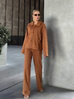 806 KADİFE SUİT CEPLİ TAKIM CAMEL