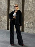 806 KADİFE SUİT CEPLİ TAKIM SİYAH