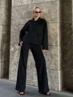 806 KADİFE SUİT CEPLİ TAKIM SİYAH