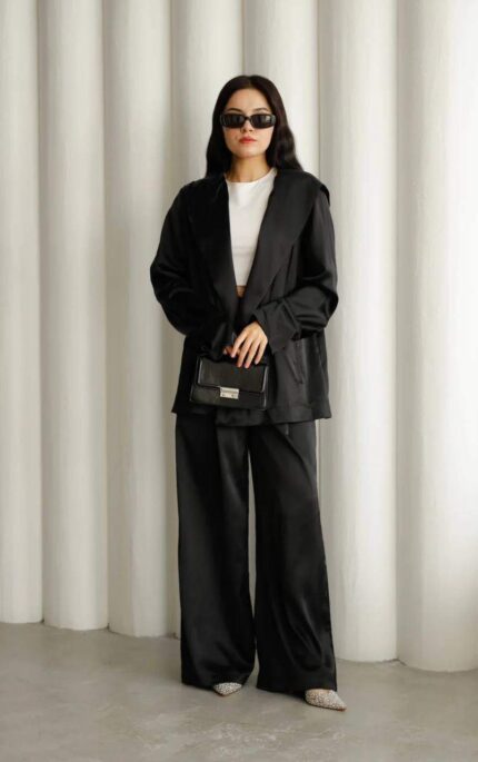 4067 KAPÜŞONLU SATEN TAKIM SİYAH