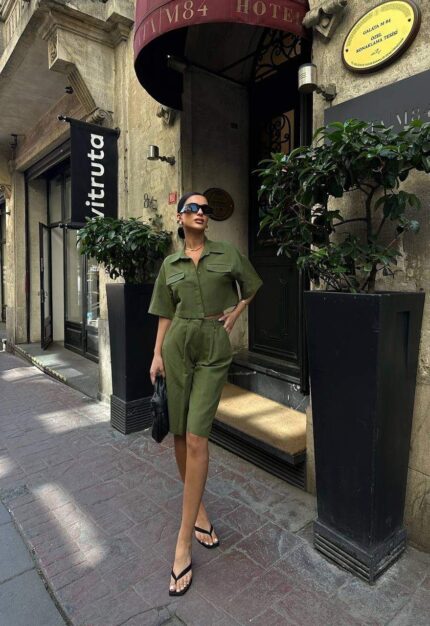 3961 KISA GÖMLEK ŞORTLU TAKIM SİYAH