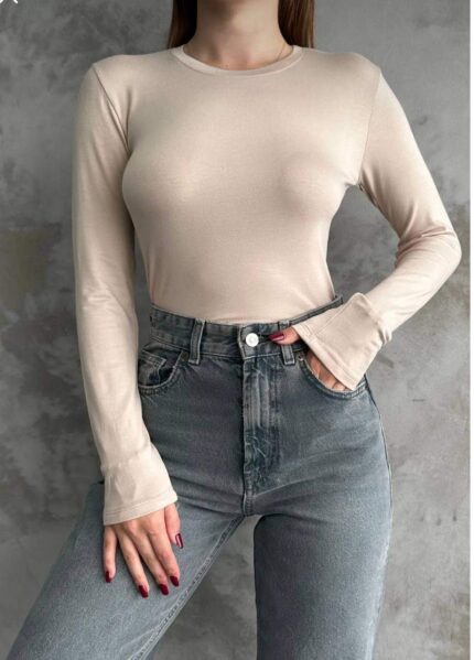 3725-1 KOL DETAYLI SCUBA CROP KREM