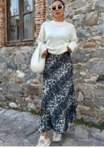 3716-2 LEOPAR DESENLİ Fİ SATEN ETEK SU YEŞİLİ