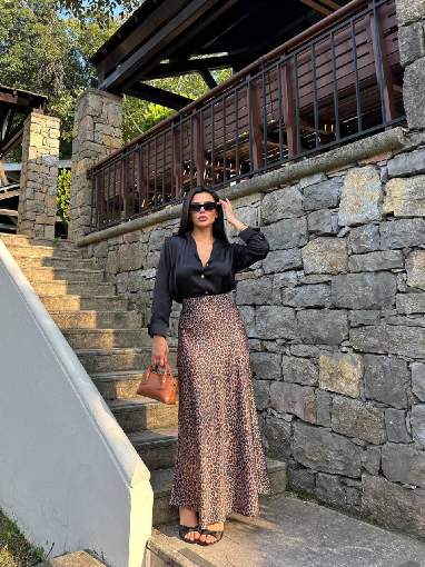 3716-2 LEOPAR DESENLİ Fİ SATEN ETEK KARAMEL