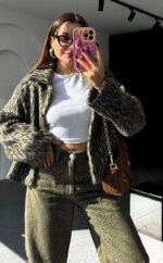 4069 LEOPAR KAŞE CEKET AÇIK BEJ