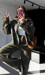 4069 LEOPAR KAŞE CEKET AÇIK BEJ