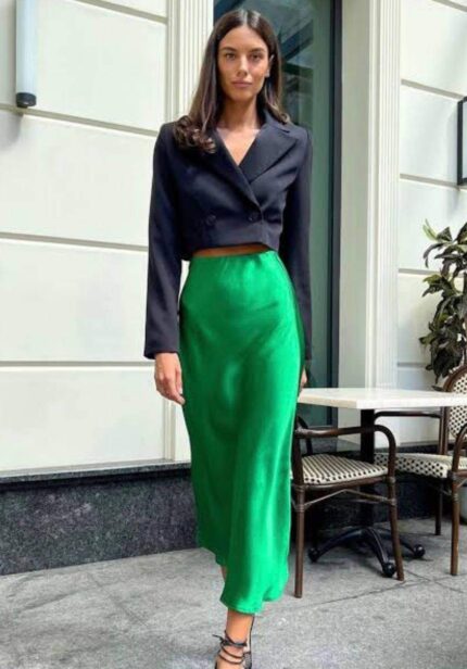 8112 MIDI BOY SATEN ETEK KOYU YEŞİL