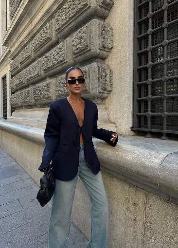 4031 ÖNDEN BAĞLAMALI CEKET LACİVERT