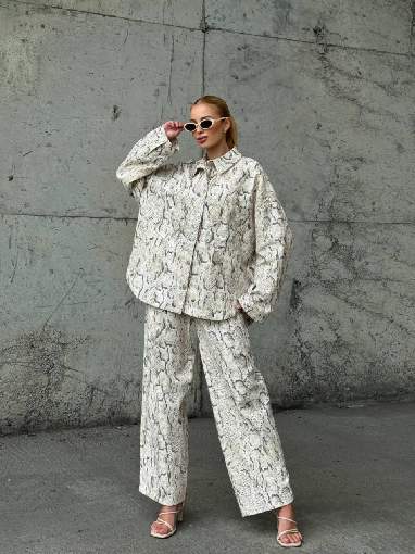 802 - 4053 PAMUK GABARDİN TAKIM KIRIK BEYAZ