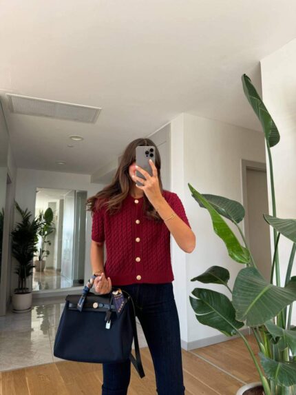 75207 SAÇ ÖRGÜ YELEK BORDO