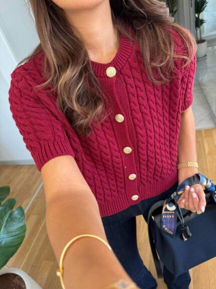 75207 SAÇ ÖRGÜ YELEK BORDO