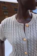 75207 SAÇ ÖRGÜ YELEK GRİ