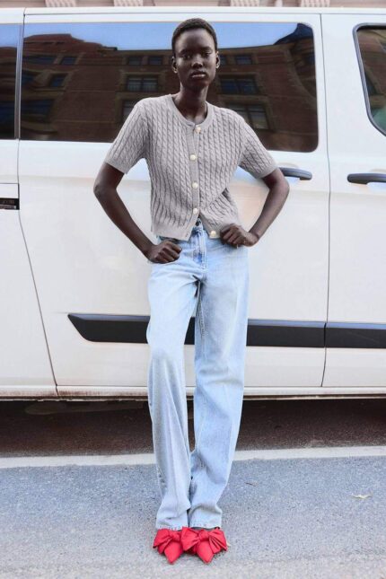 75207 SAÇ ÖRGÜ YELEK GRİ