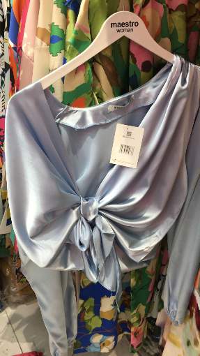 3152 SATEN BAĞLAMALI BLUZ BEBE MAVİSİ