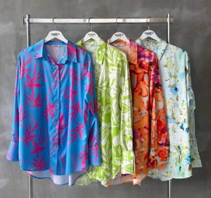 30991-86 SATEN DESENLİ GÖMLEK-ORTANCA DSN KOYU YEŞİL