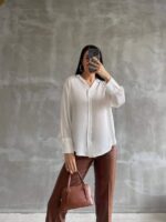 3836 ŞİFON SATEN GÖMLEK BEYAZ