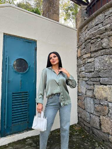 3836 ŞİFON SATEN GÖMLEK HAKİ