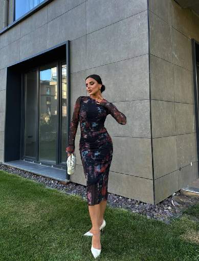 3535 YANI BÜZGÜLÜ TÜLLÜ ELBİSE VİŞNE ÇÜRÜĞÜ